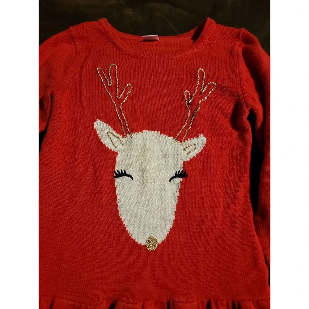 Gymboree holiday shop Christmas reindeer sweater dress size 7‎